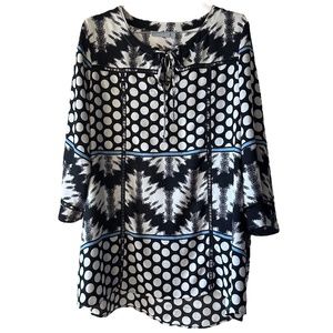 Harper + Liv Blue and Black Polka Dot Blouse‎ Sz 3x